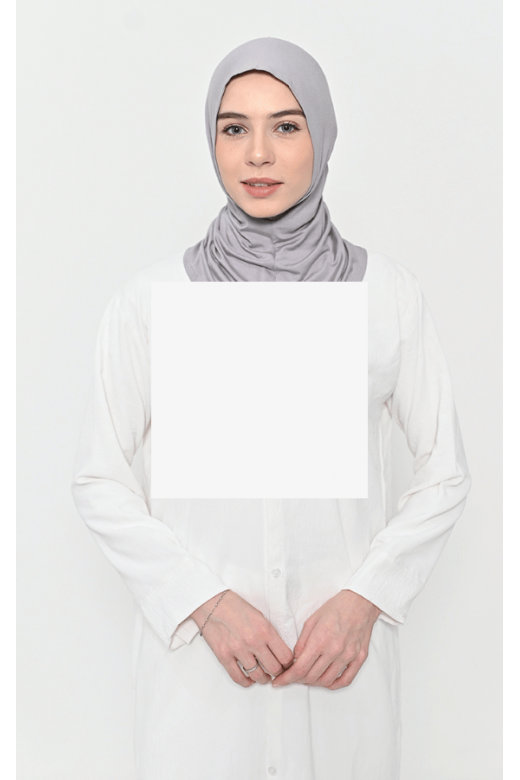 Asnia Hijab Instan Serut Grey-  Hijab Tencel Micro Modal